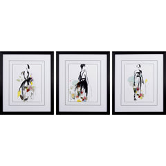 Set of Three Models in Floral Dresses Wall Art