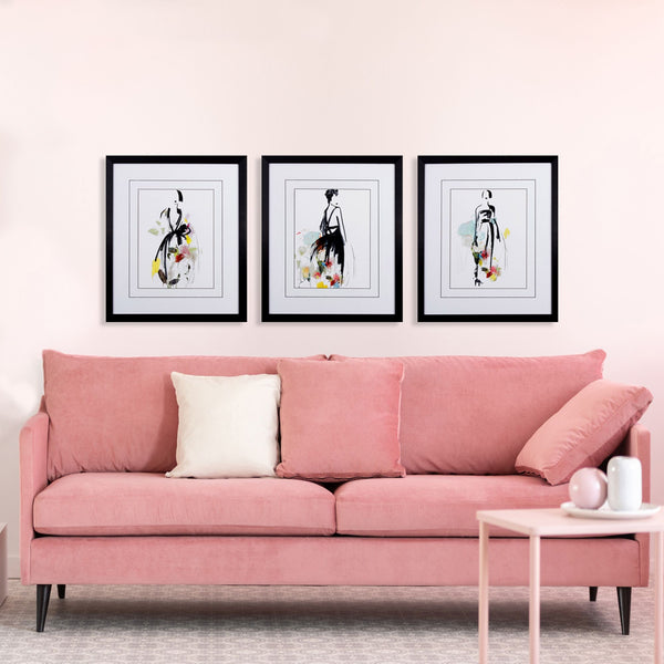 Set of Three Models in Floral Dresses Wall Art