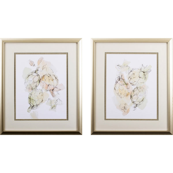 Set of Two Watercolor Arrangement of Artichokes Wall Art