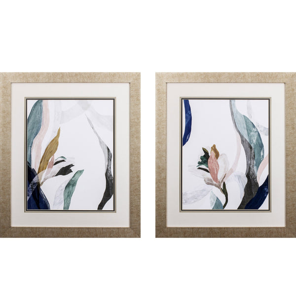Set of Two Abstract Multi-colored Seaweed Wall Art