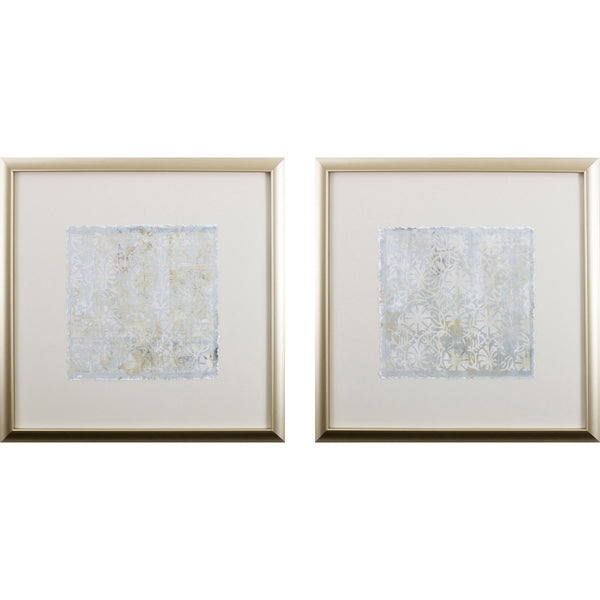Set of Two Silver and Gold Pattern Design Wall Art