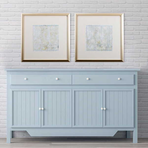 Set of Two Silver and Gold Pattern Design Wall Art