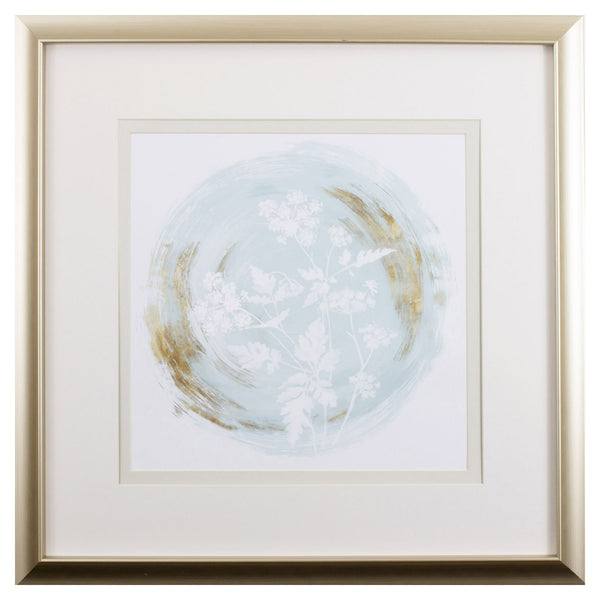 Baby Blue and Gold Floral Wall Art