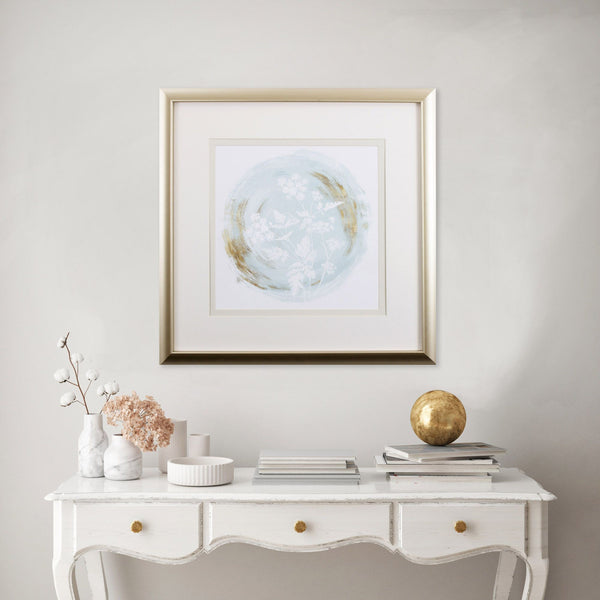 Baby Blue and Gold Floral Wall Art