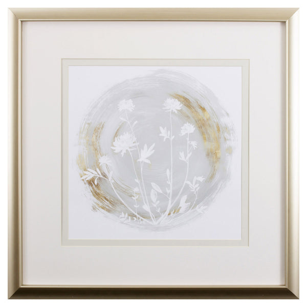 Light Grey and Gold Floral Wall Art