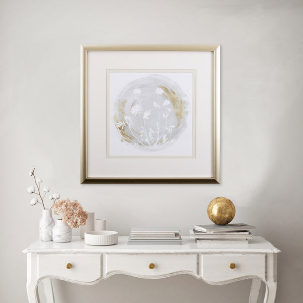 Light Grey and Gold Floral Wall Art