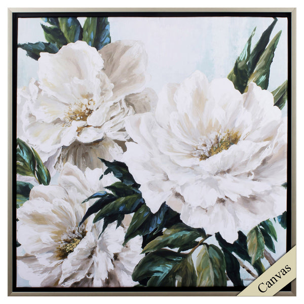 White Full Bloom Peony 2 Canvas Wall Art