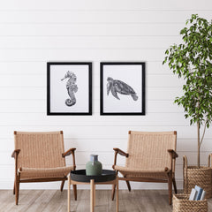 Set of Two Black Sea Creatures Wall Art