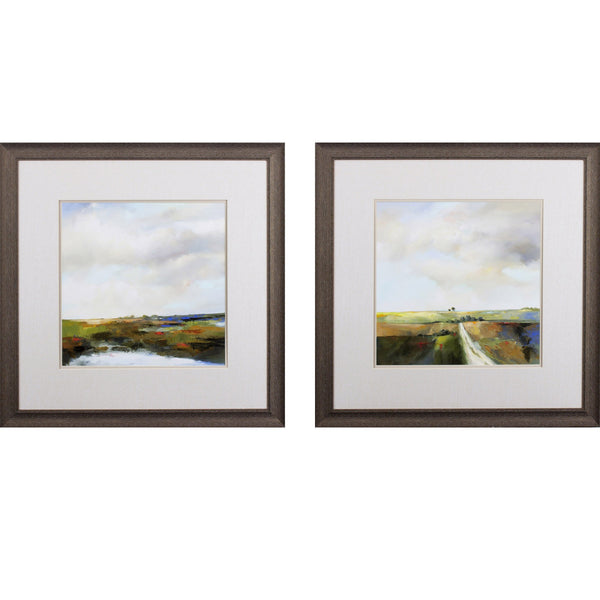 Set of Two Colorful Country Landscape Wall Art