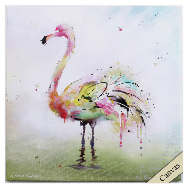 Rainbow Flamingo 1 Watercolor Canvas Wall Art