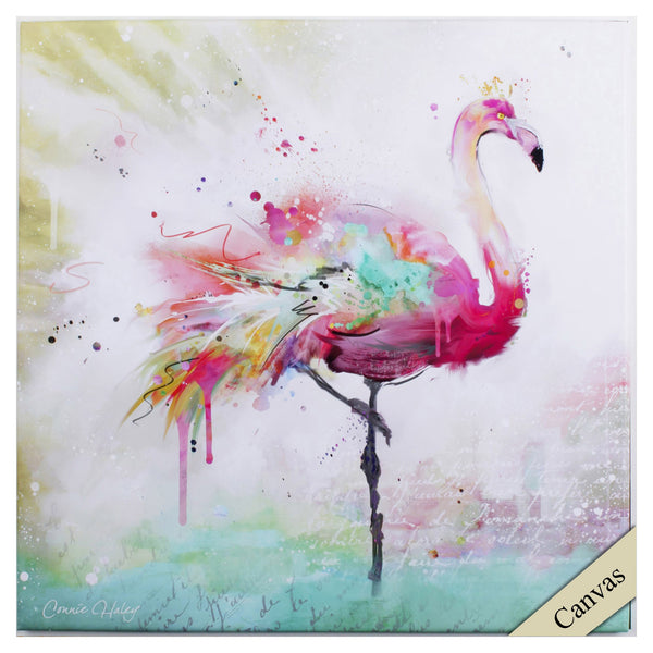 Rainbow Flamingo 2 Watercolor Canvas Wall Art