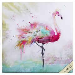 Rainbow Flamingo 2 Watercolor Canvas Wall Art