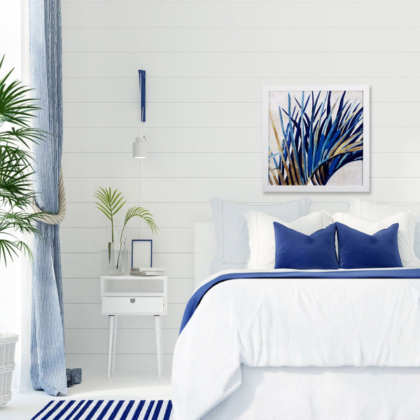 Shades of Blue and Gold Modern Palms 1 Wall Art