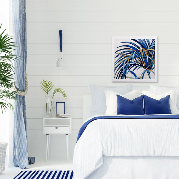 Shades of Blue and Gold Modern Palms 2 Wall Art