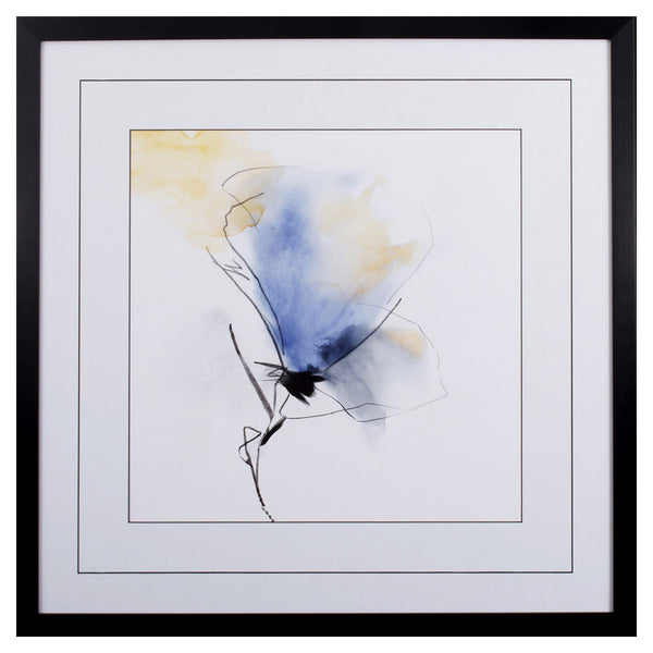 Blue and Yellow Abstract Watercolor Flower 1 Wall Art