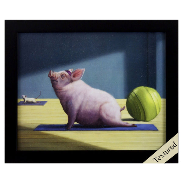Quirky Yoga Time for Piggy Textured Wall Art