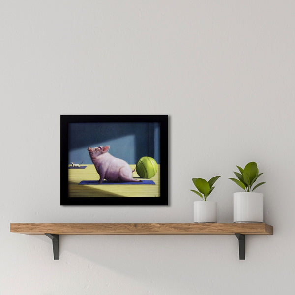 Quirky Yoga Time for Piggy Textured Wall Art
