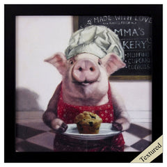 Quirky Muffin at Piggies Bakery Textured Wall Art