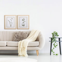 Set of Two Green and White Plants Wall Art