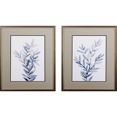 Set of Two Navy Plants Watercolor Wall Art