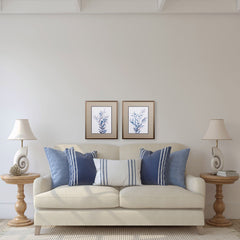 Set of Two Navy Plants Watercolor Wall Art