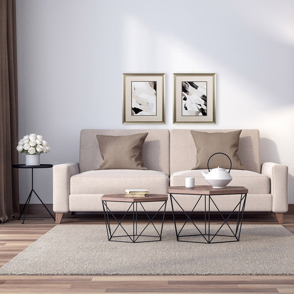 Set of Two Nude Tone Abstract Wall Art