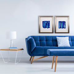 Set of Two Navy and Aqua Abstract Wall Art