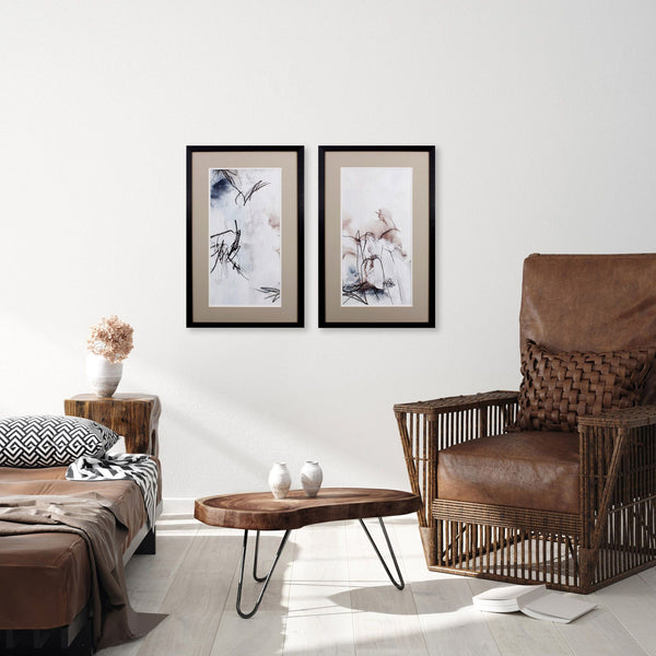 Set of Two Abstract Black Scribbles Wall Art