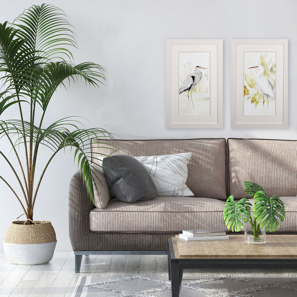 Set of Two Watercolor Heron Birds Wall Art