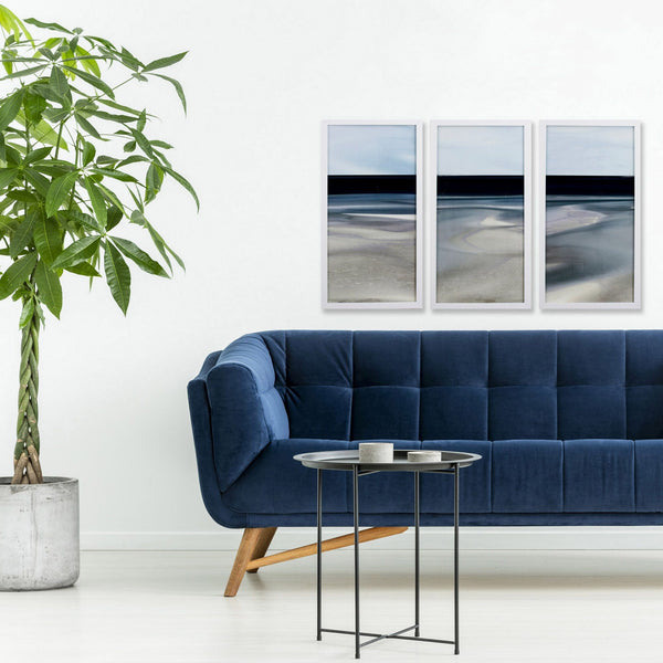 Set of Three Modern Marble Beach View Wall Art