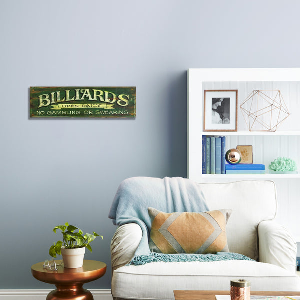 Distressed Billiards Open Daily Wall Art