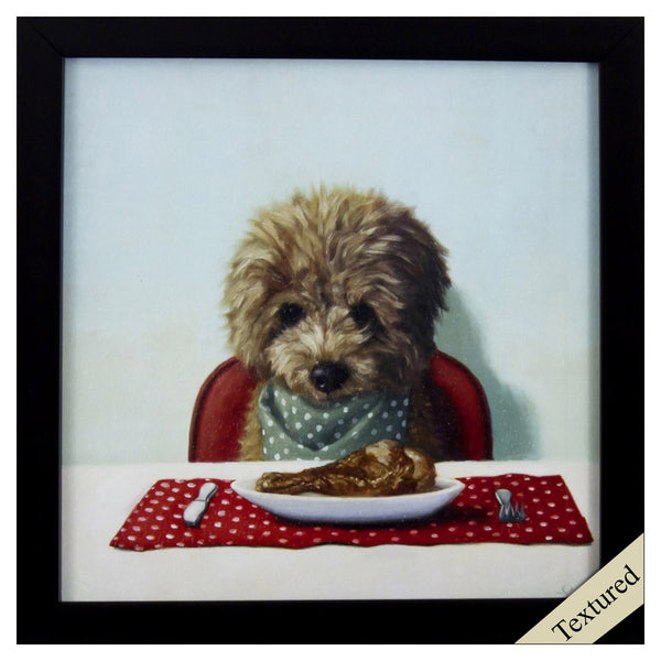 Quirky Dinner Time for Puppy Textured Wall Art