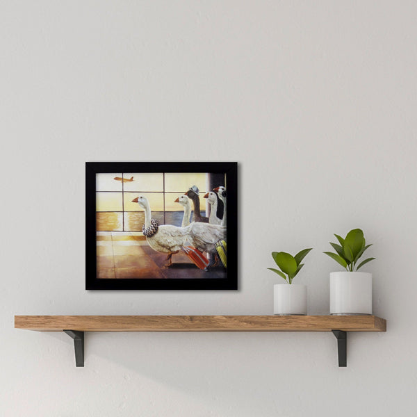 Quirky Swans Heading for Security Textured Wall Art