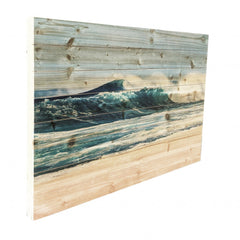 Crashing Waves on the Shoreline Wood Plank Wall Art