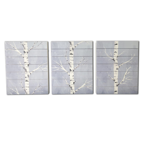 Three Piece Birch Tree Wood Plank Wall Art Set