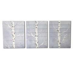 Three Piece Birch Tree Wood Plank Wall Art Set