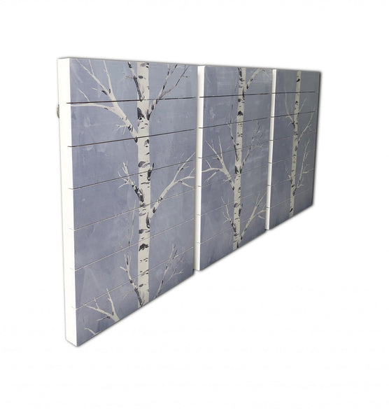 Three Piece Birch Tree Wood Plank Wall Art Set
