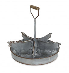 Rustic Metal 5 Slot Tray with Cow Dividers