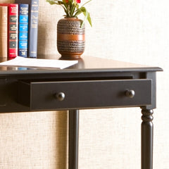 Satin Black Desk with Drawers