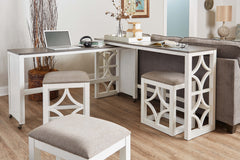 Stylish White Multi Functional Five Piece Sofa Table Bar Set