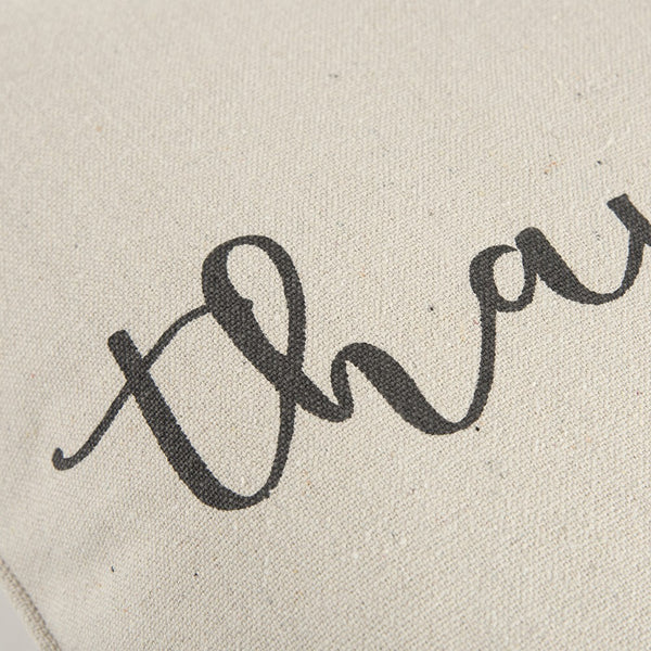 Gray and Cream Canvas Thankful Decorative Throw Pillow