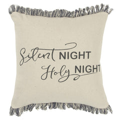 Gray and Cream Canvas Silent Night Decorative Throw Pillow