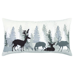 Gray Woodland Deer Decorative Lumbar Throw Pillow
