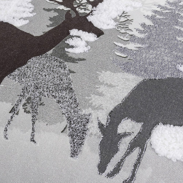 Gray Woodland Deer Decorative Lumbar Throw Pillow