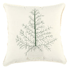 Ivory Natural and Green Contemporary Christmas Tree Throw Pillow