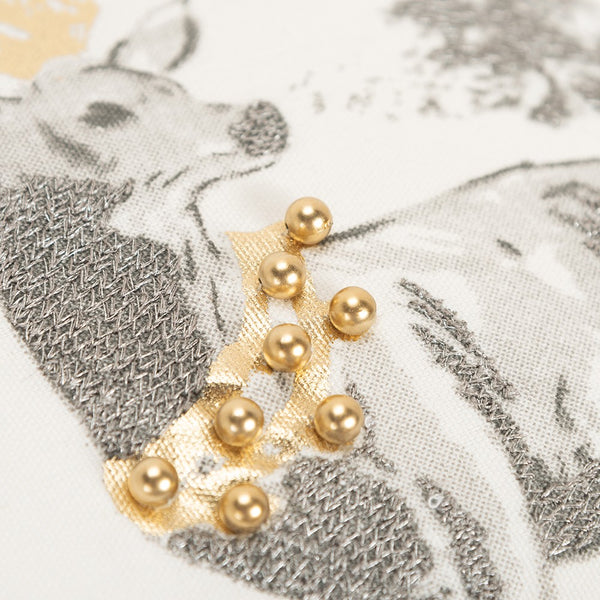 Gray Reindeer with Gold Decorative Throw Pillow