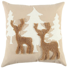 Shades of Brown and Cream Deer Decorative Throw Pillow