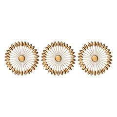 Set of Three Gold Sunburst Leaf Wall Décor