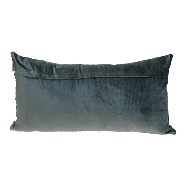 Green Gold and Dark Gray Tufted Velvet Lumbar Pillow