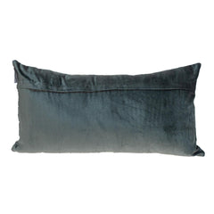 Green Gold and Dark Gray Tufted Velvet Lumbar Pillow